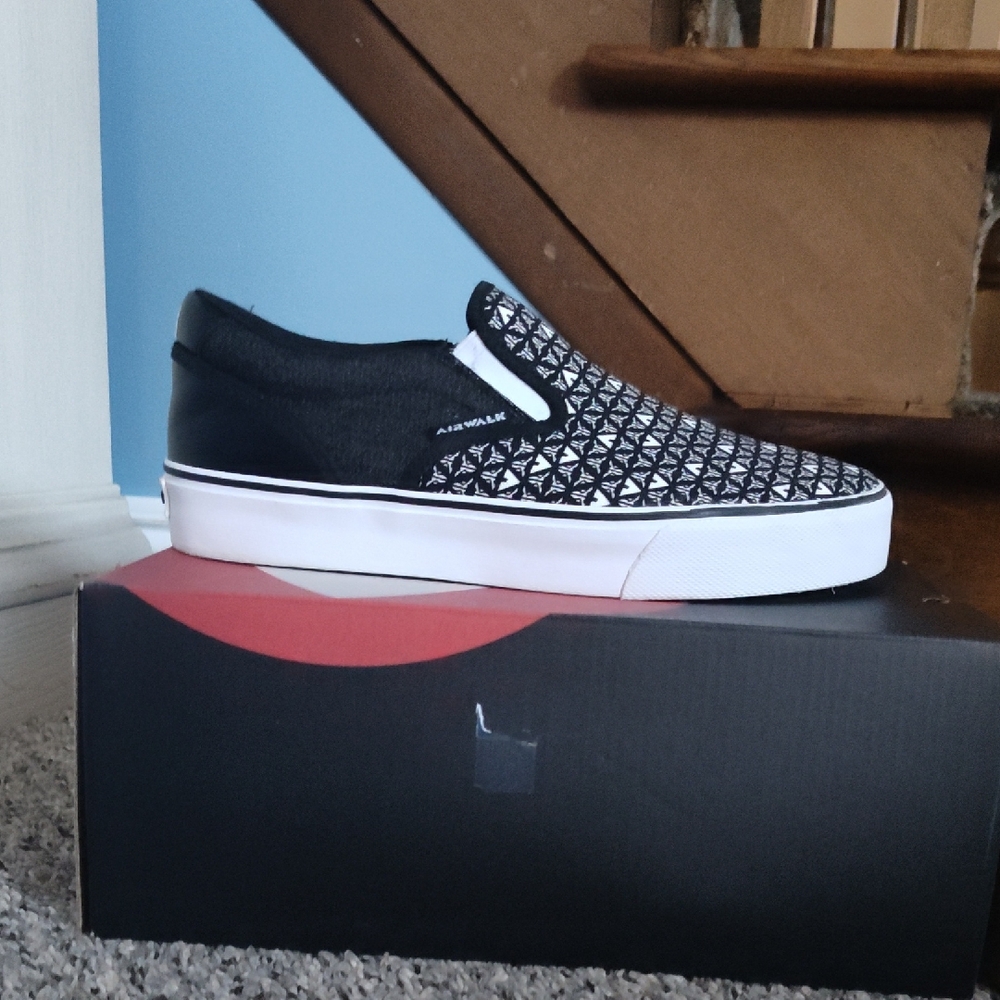 Airwalk Black and White Patterned Slip-On Sneakers